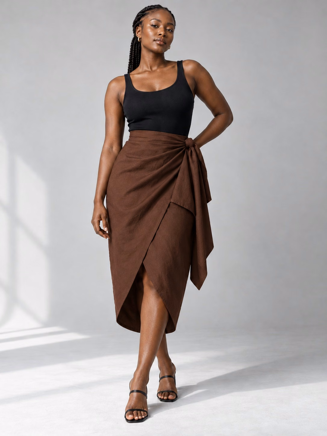 Generated sample garment image: The wrap skirt in Brown